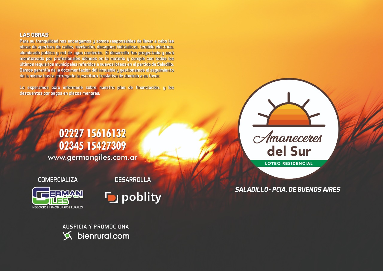 Amaneceres del Sur, nuevo loteo residencial en Saladillo
